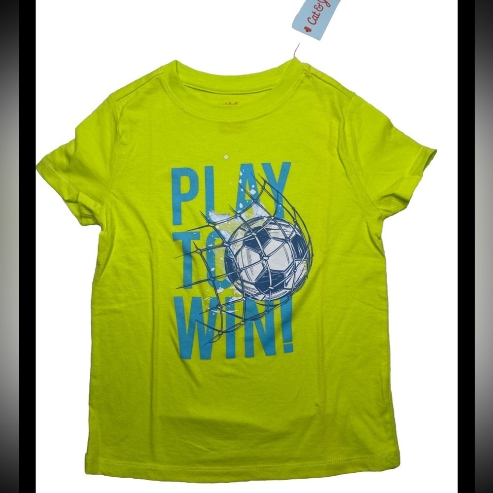Boys Graphic Short Sleeve T-Shirt Cat & Jack Neon Kids Size 4/5T Play To Win